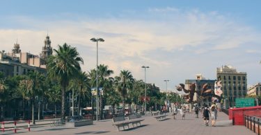 street near harbour in barcelona
