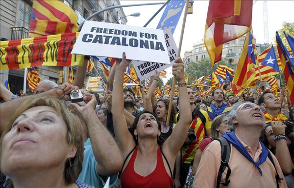 protests in the streets of barcelona