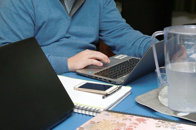 man working on laptop