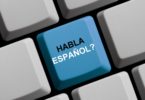 keyboard with habla espanol in blue