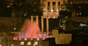 red coloured magic fountain barcelona