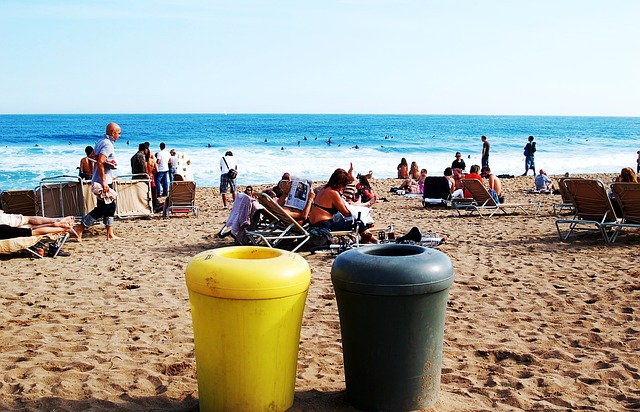 grey and yellow container on beach