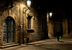 dark street in barcelona