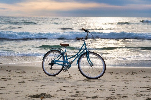 bike on beach - renting bikes