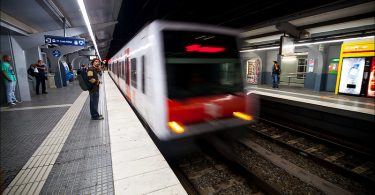 train arriving at sants train station barcelona