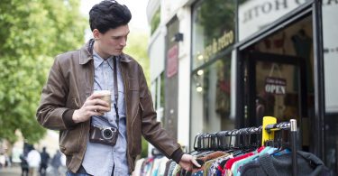 man shopping in street