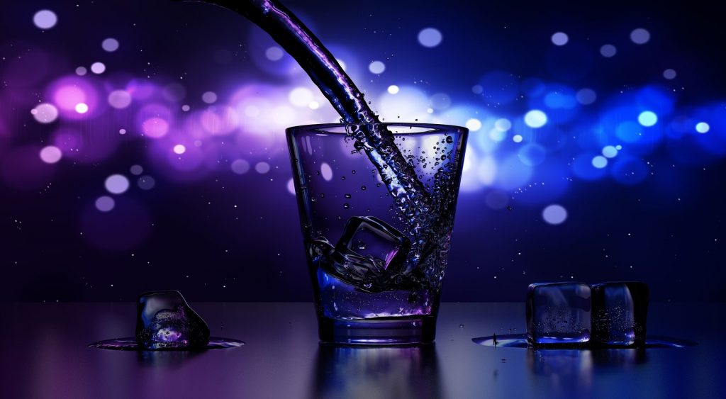 drinking glass on bar