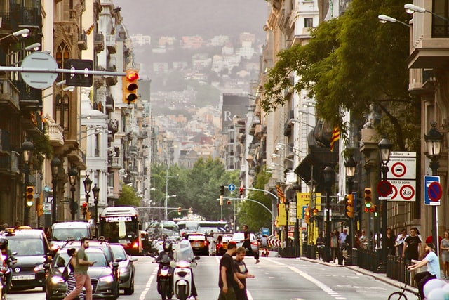 busy city of barcelona