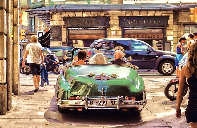 car in street barcelona