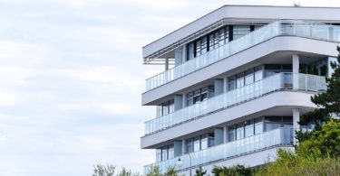 white, modern apartment building