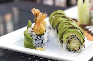 sushi with avocado