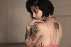 Woman wearing tattoos