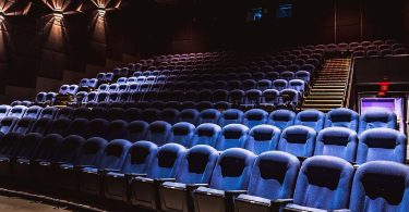 blue chairs in cinema