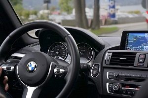 steering wheel and dashboard inside car