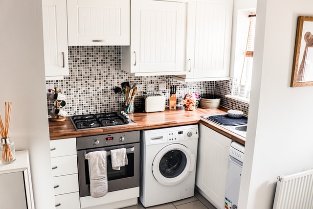 kitchen in white and wood