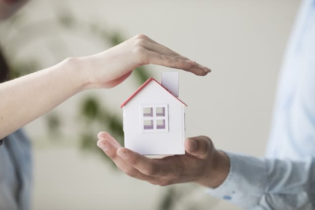 small house protected by two hands