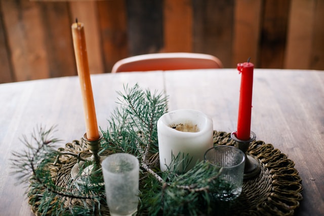 christmas decorations at table