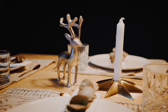 christmas decorations on table