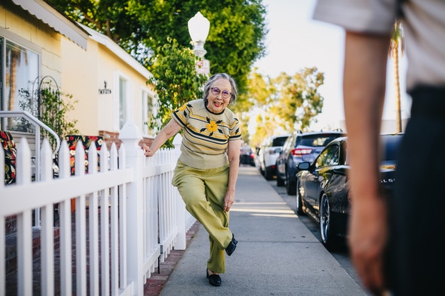 grandma on sidewalk