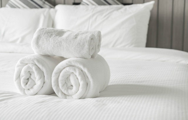 towels on bed