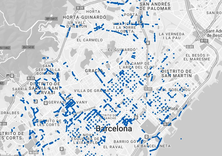 map of Zona Azul parking in Barcelona