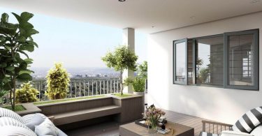 corner terrace with decoration