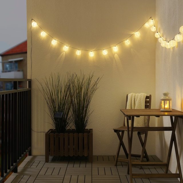 small terrace with lighting