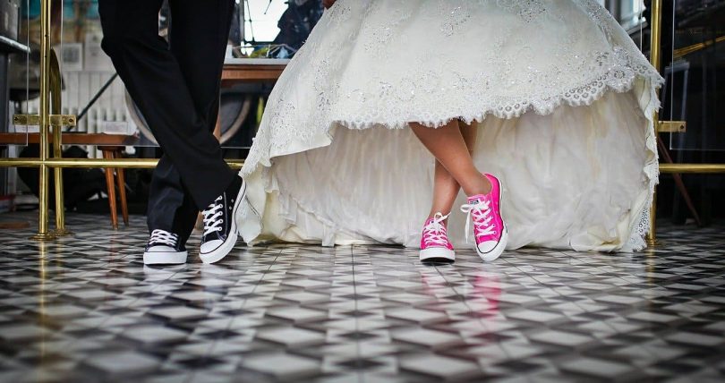 couple en robe de mariée