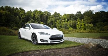 voiture blanche stationnée dans l'herbe