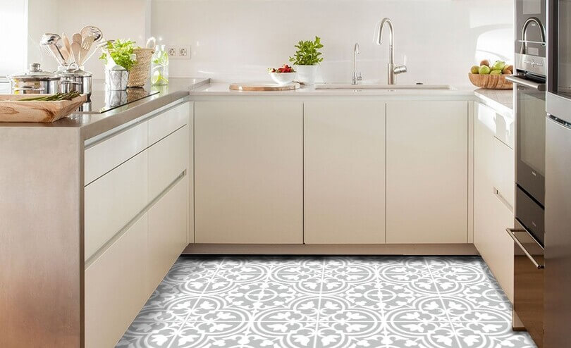 cocina con piso de vinil