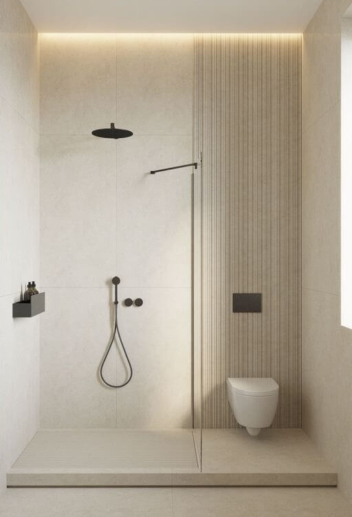 Lumière dans salle de bains.