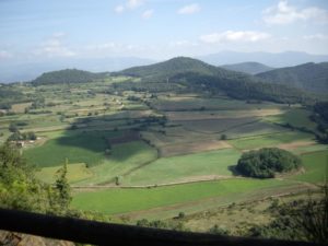view from up in the air of la garrotxa in catalonia