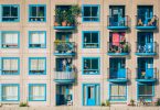 apartments with blue windows