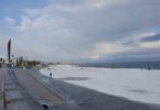 snow on beach barcelona