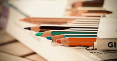 colouring pencils on desk