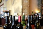 wine bottles on bar