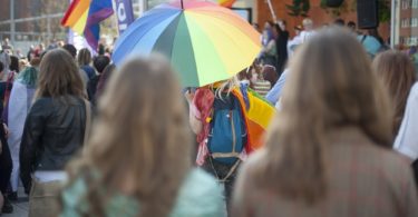 umbrella in rainbow colours