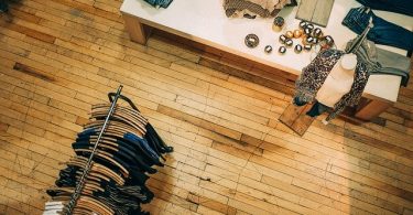 view from interior clothing shop