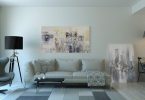 living room with modern painting