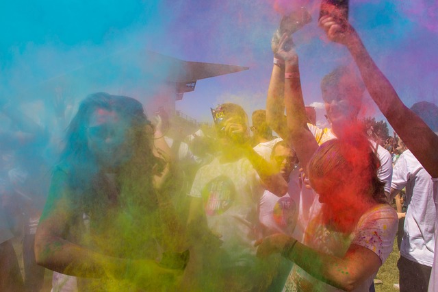 coloured powder thrown in the air