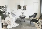 living room in black, grey and white